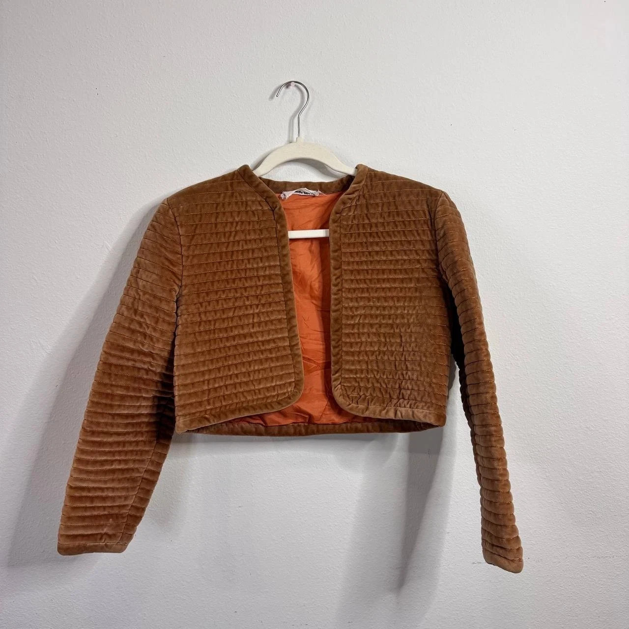 Vintage 70s Brown Velvet Cropped Opera Coat Rikallah Women’s Jacket Size 8