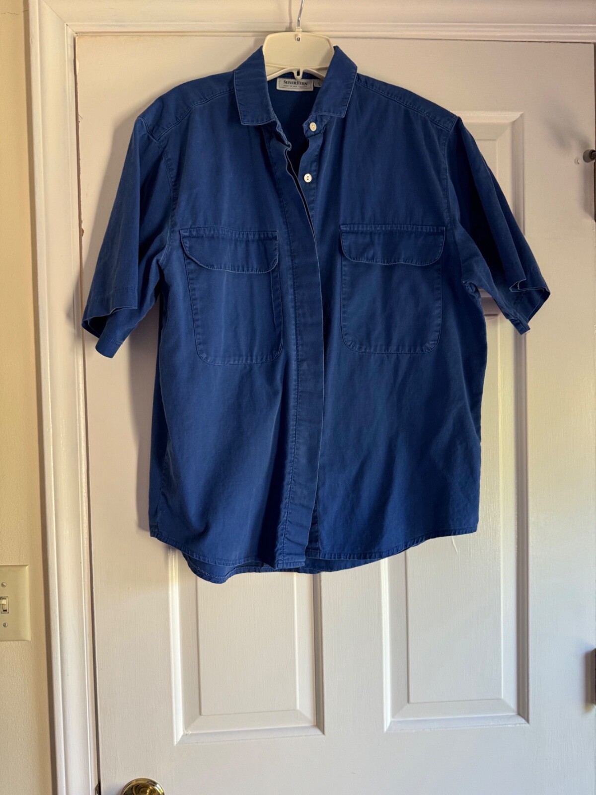 Vintage Silver Fern Blue Ladies large Camp Shirt New Zealand
