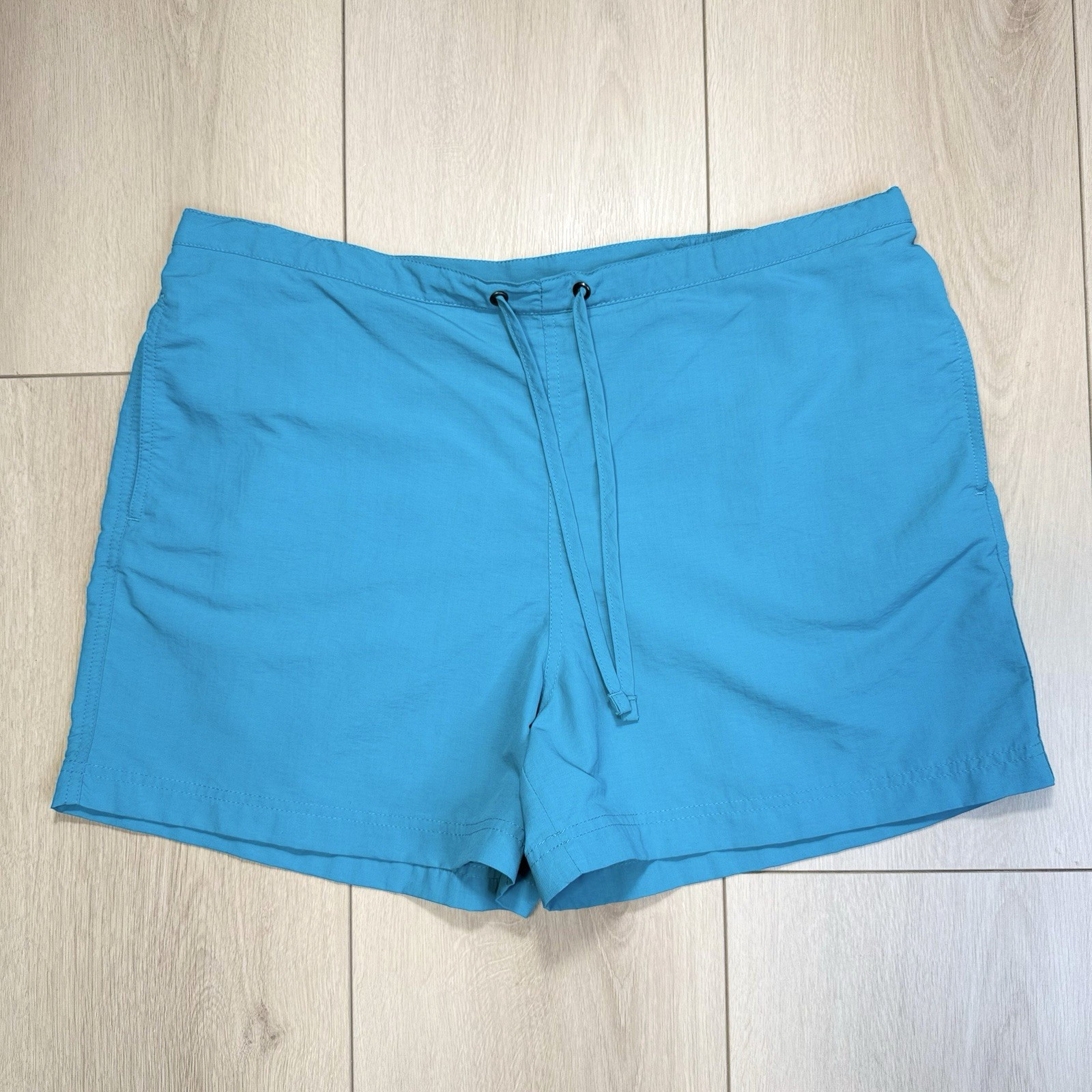 VTG L.L.Bean Women’s Supplex Nylon Water Shorts Blue L Drawstring Hiking Swim