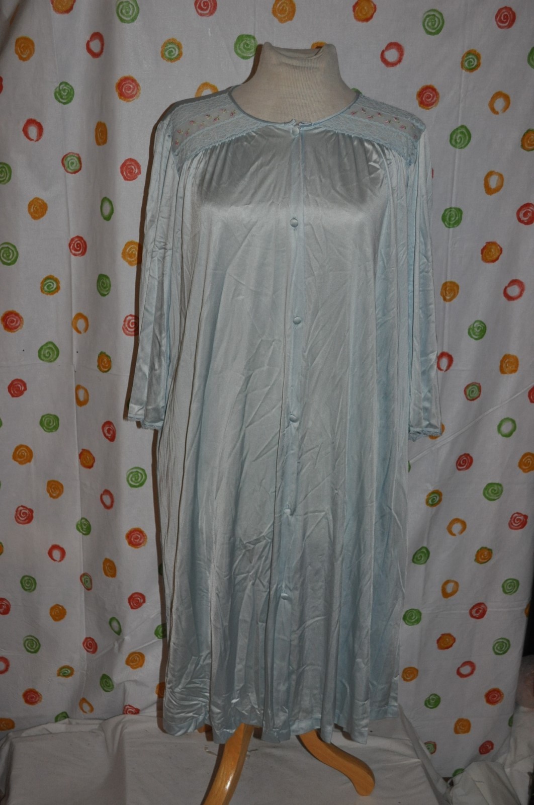 Vintage VANITY FAIR women’s Large BELOW KNEE HOUSECOAT DUSTER robe USA EUC