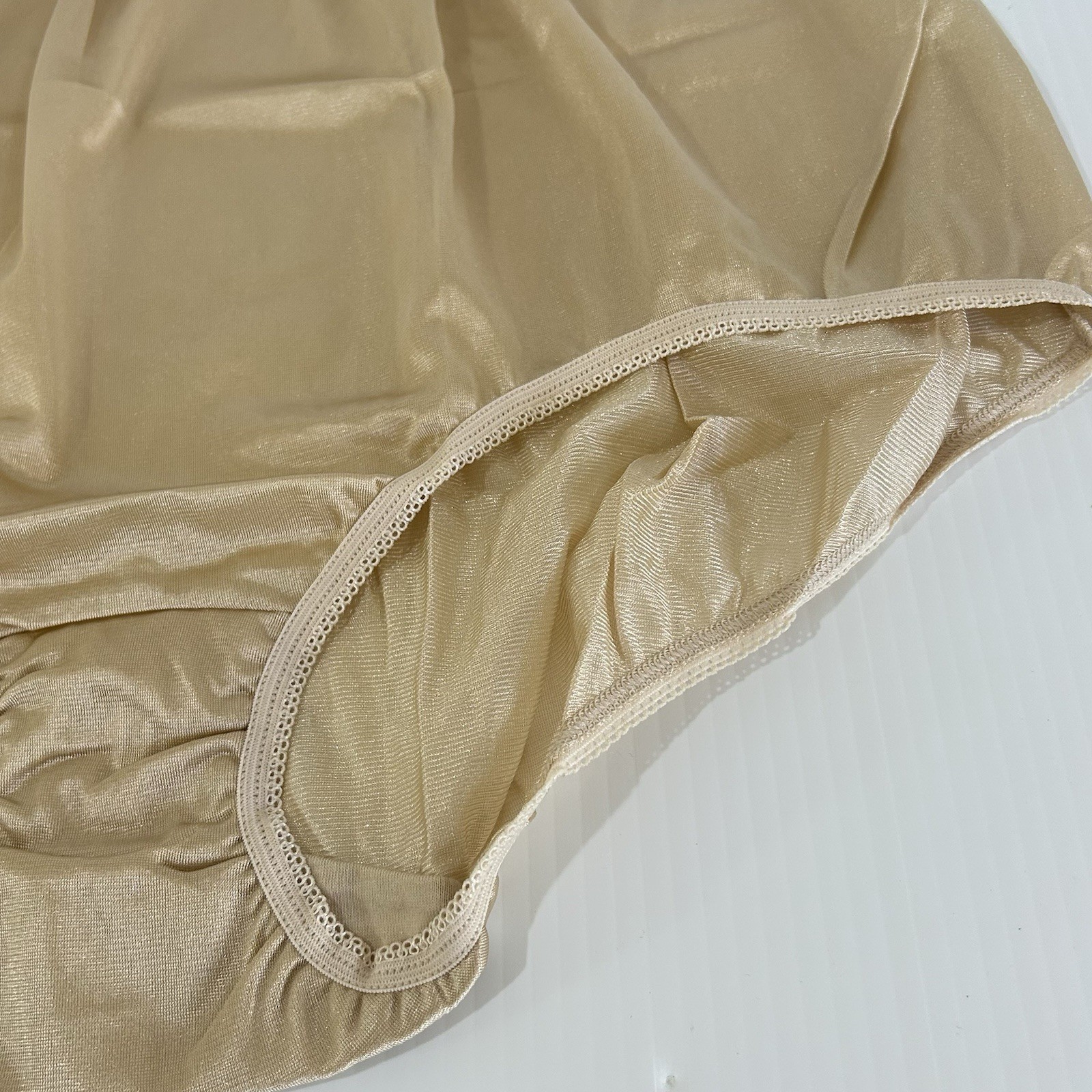 Vtg Nylon Panties Granny Briefs Full Hi Waist Sissy Beige Sz 10 & 11 – 3 Pair