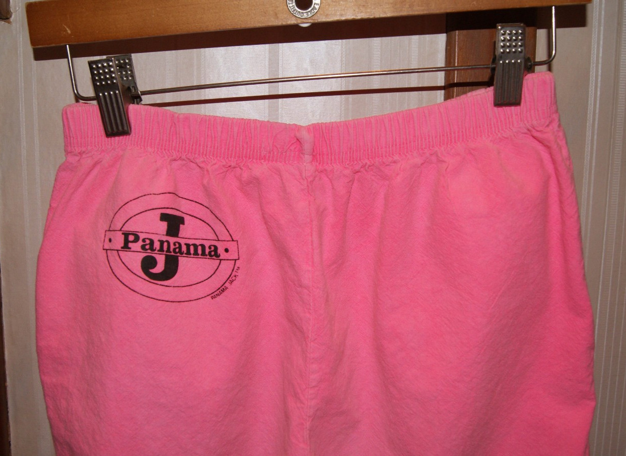 Vintage 90s Panama Jack Neon Pink Small Beach Lounge Pants USA Made Ocean