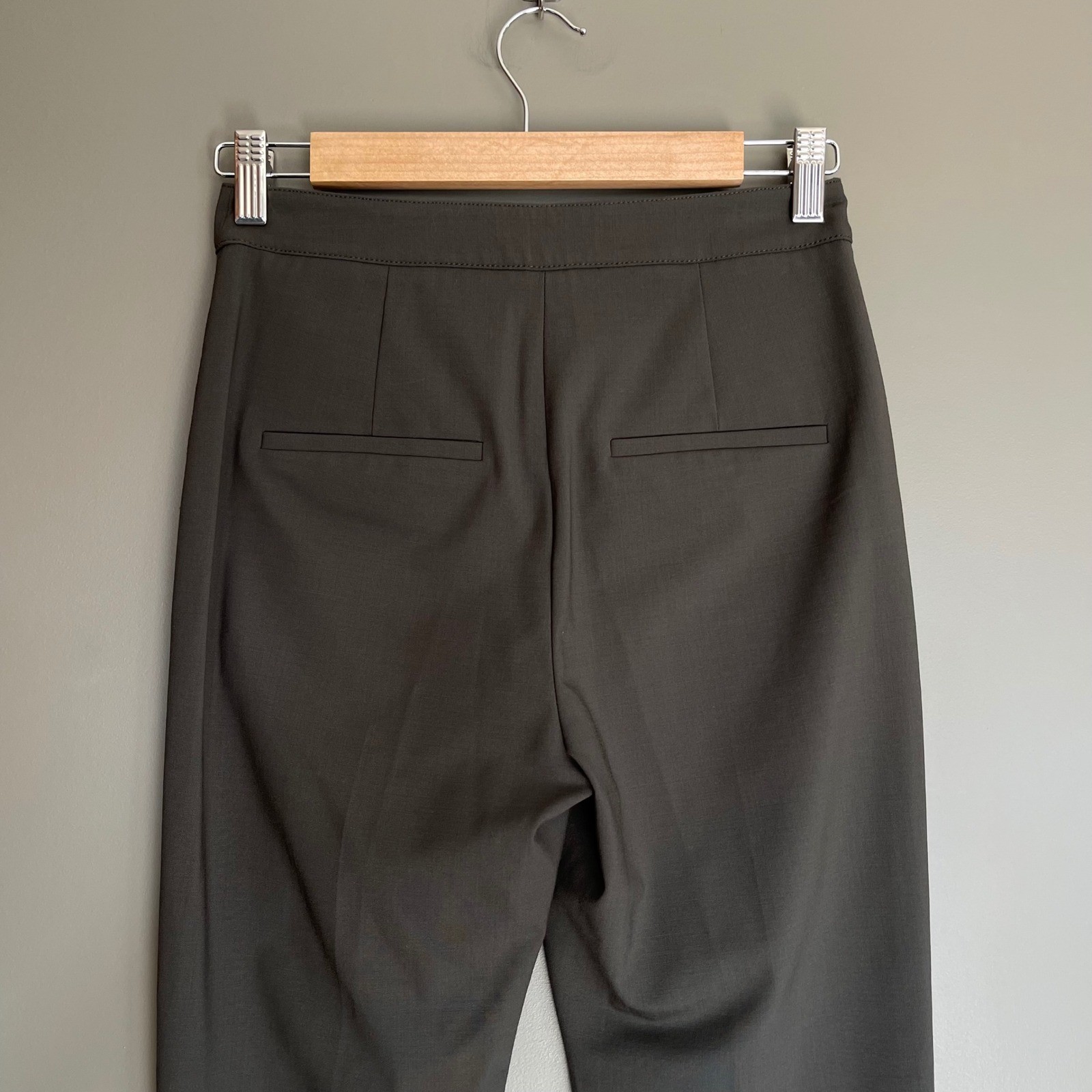 NWT Veronica Beard Arte Pant Loden Green Wool Blend Slim Flare Trousers Size 0
