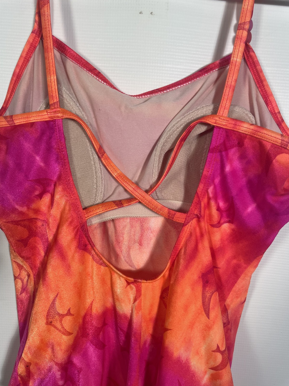 Vintage 1990s Neon Fish Print One Piece Bathing Suit Size L