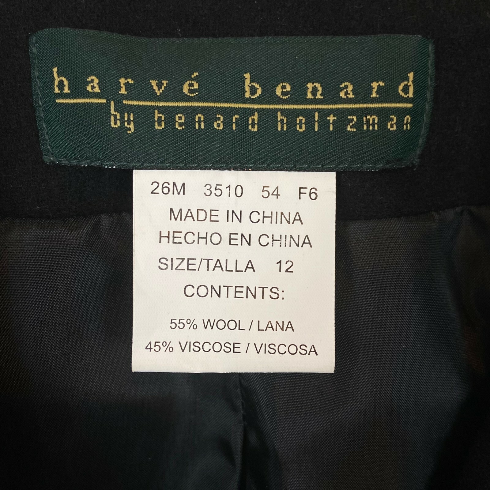 Harve Benard Blazer Women’s Size 12 Vintage Black Long Sleeve Career Collared