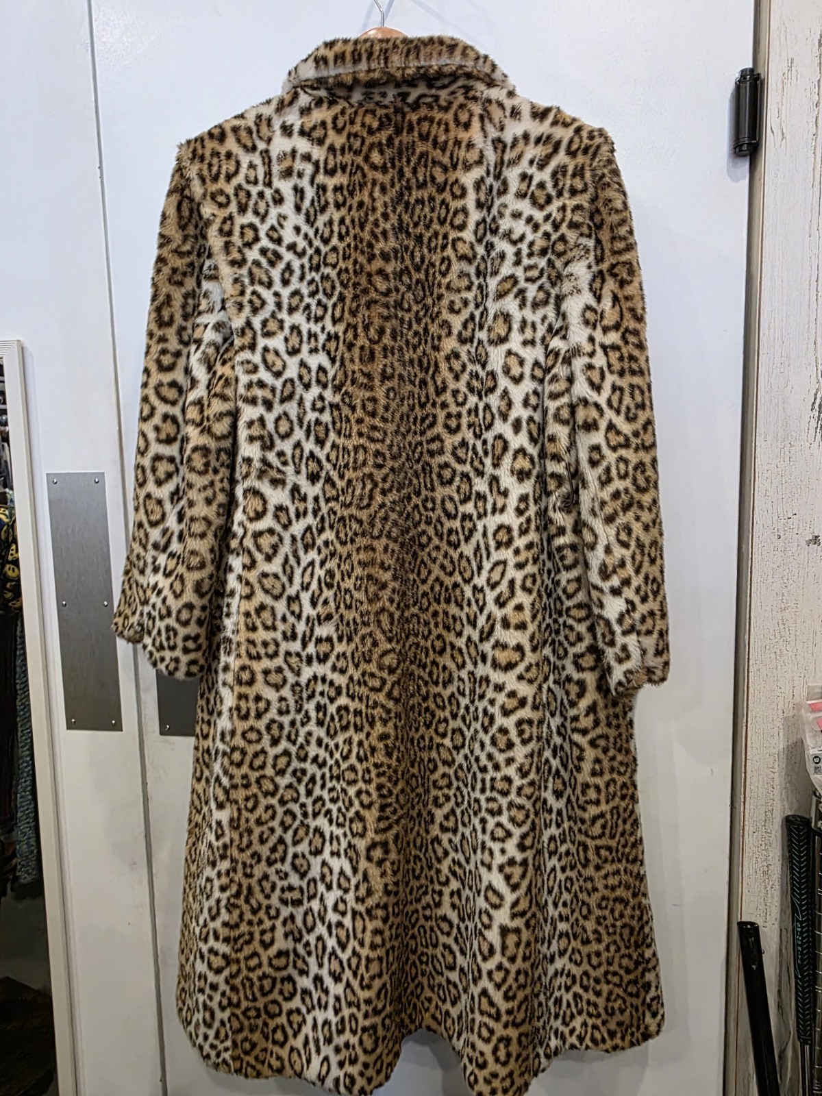 Vintage Sportowne Leopard Print Faux Fur Full Length Coat Size 14