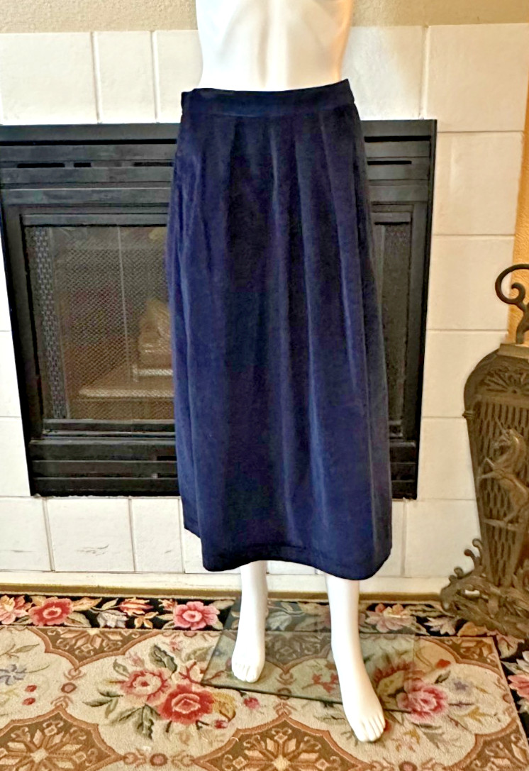 Vtg Calvin Klein Blue Corduroy Straight Below Knee Skirt Slit size 12