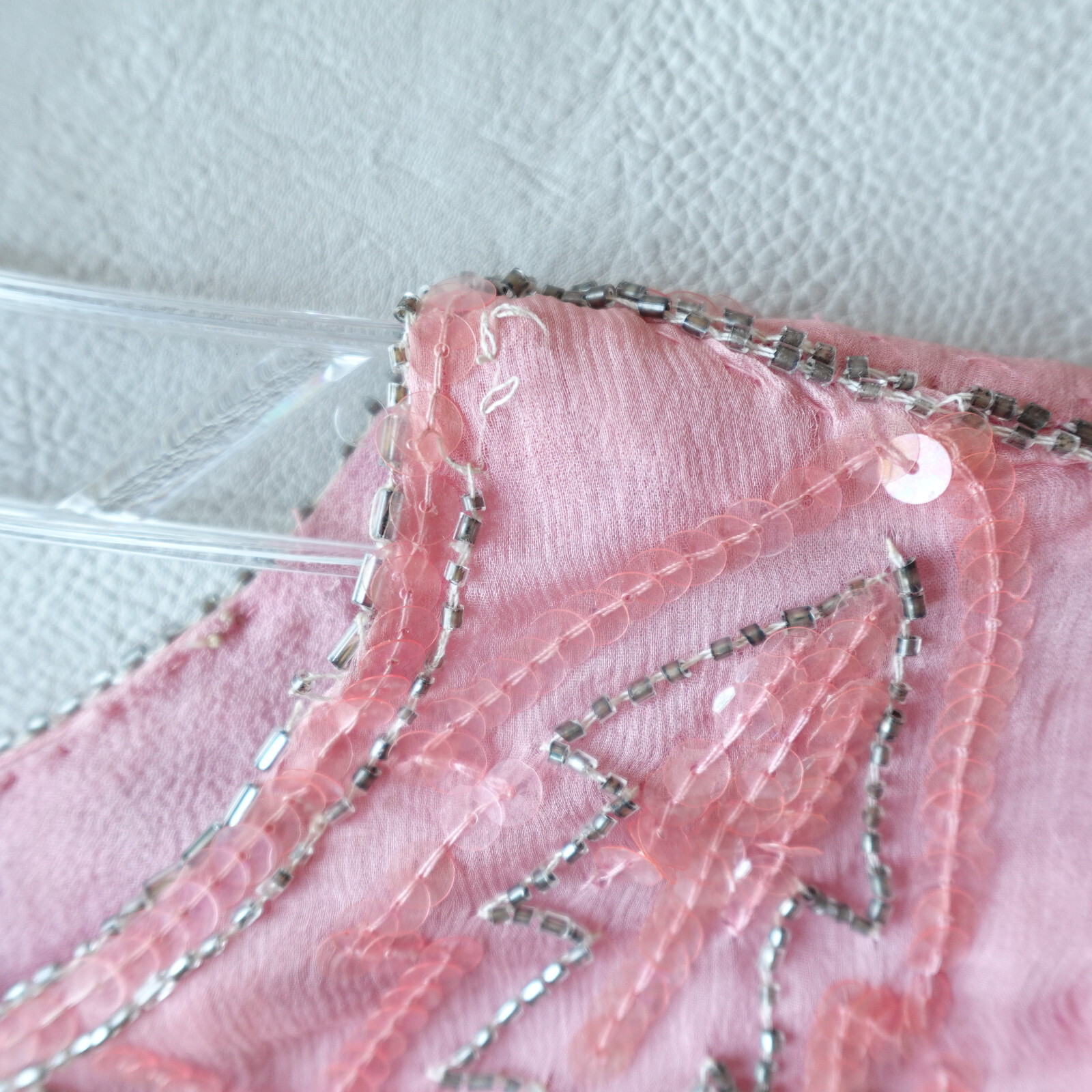 Vintage India Silk Beaded Sequin Dress Pink Party Cocktail Evening Retro