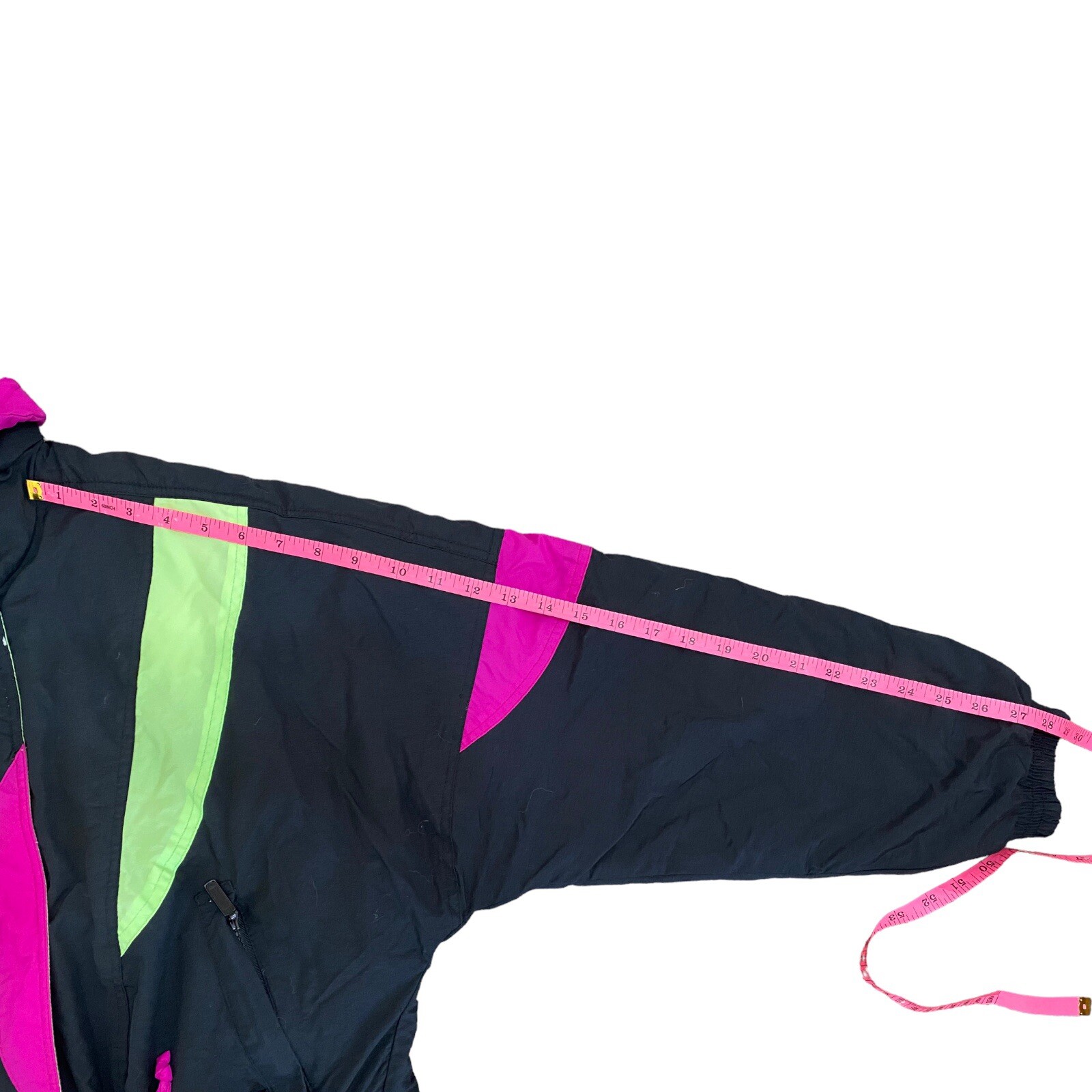 VTG Retro Cornice Color Block Black Purple & Neon Green Ski Jacket Ladies Sz M