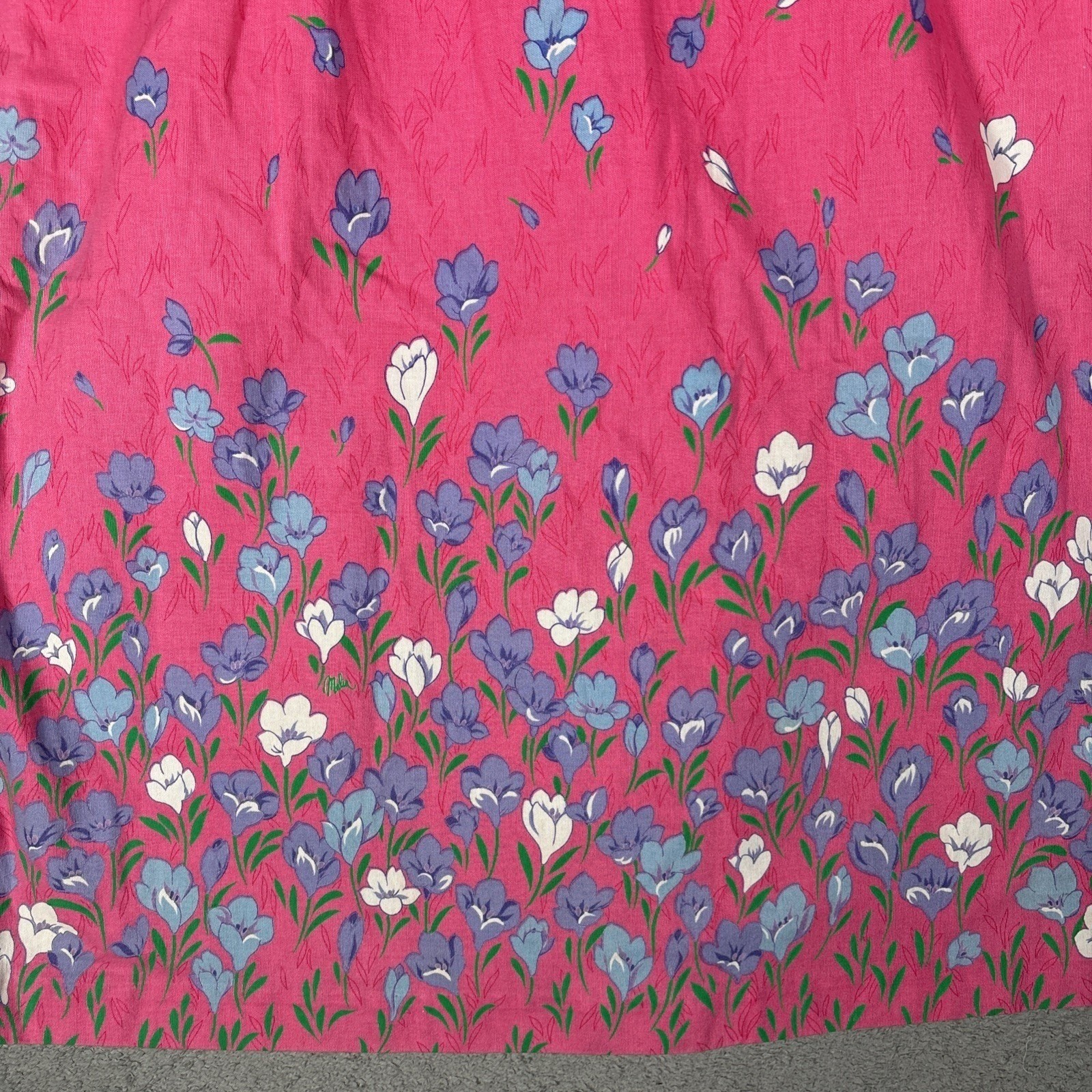Malia Vintage Pink Floral Cotton Sleeveless Fit Flare Midi Dress Pintuck Bodice
