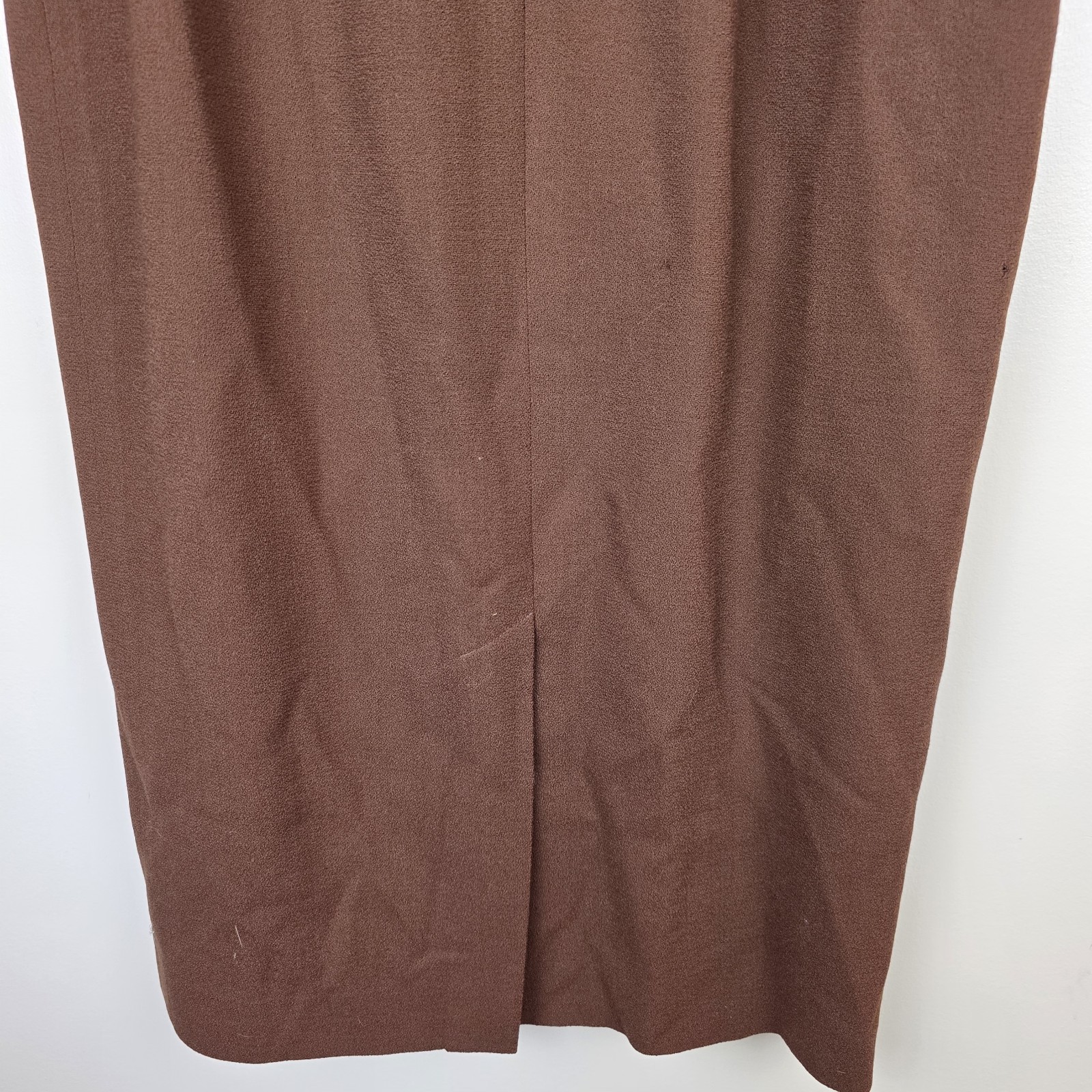 Vintage Oberon Wool Mocca Brown Dress Gold Buttons Desinging Women Sz 6.D168