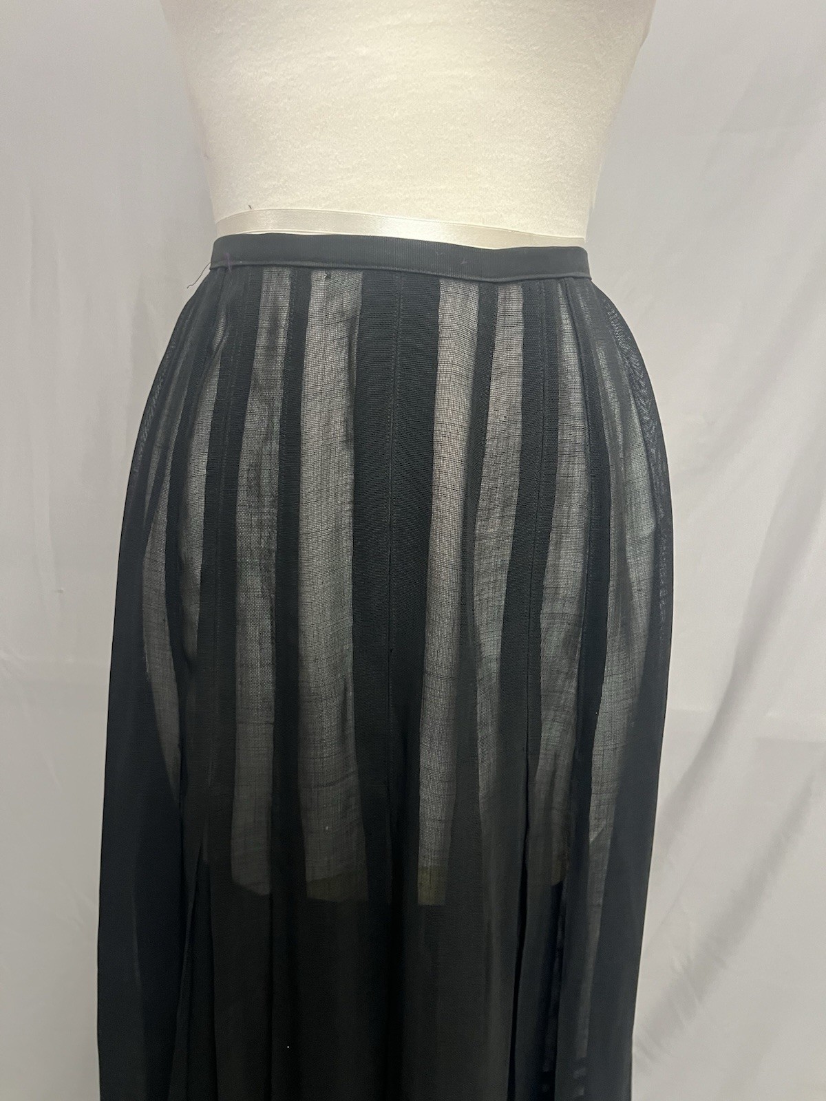 1900 Sheer Black Cotton Pleated Skirt Day Time