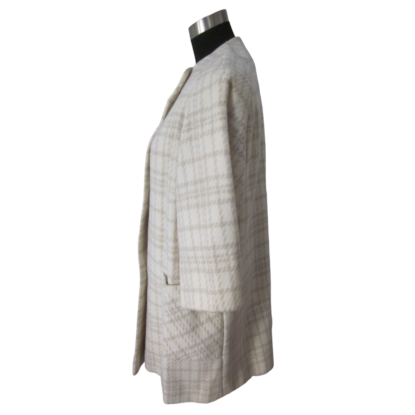 VTG JOSEPH HORNE CO Ivory & Tan 3/4 Sleeve Jacket Coat