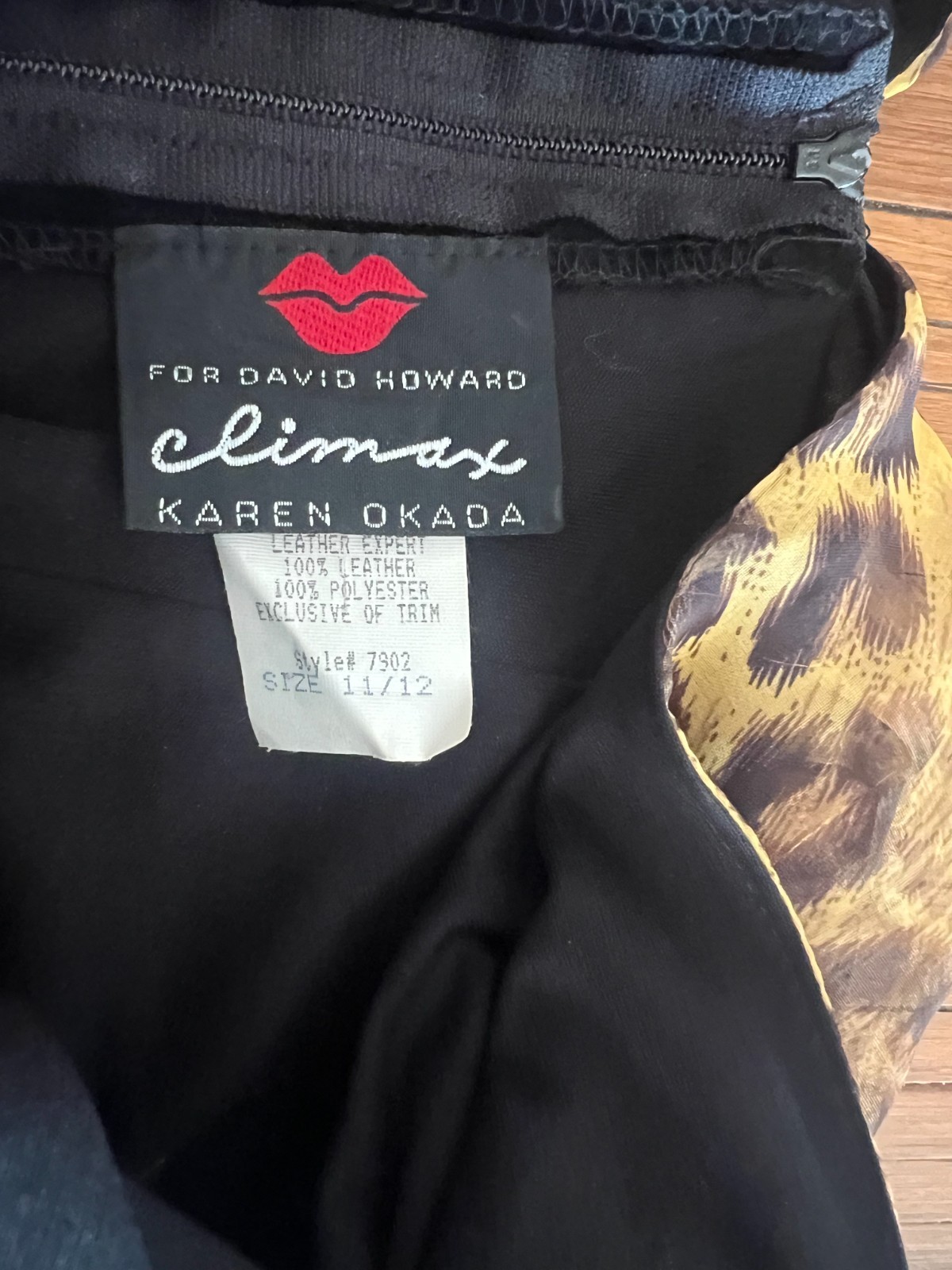 VTG 80s Climax Karen Okada for David Howard Leopard Chiffon & Suede Bodice 11/12