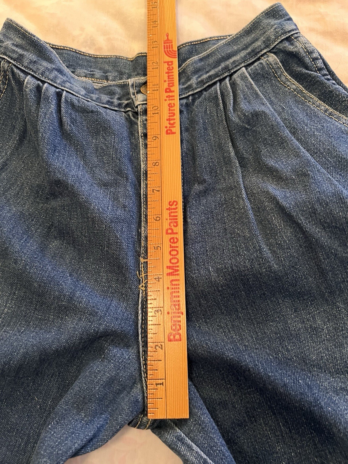 Zena Jeans Vintage Size 9 Dark Blue Pleated High Waisted Juniors, Preowned