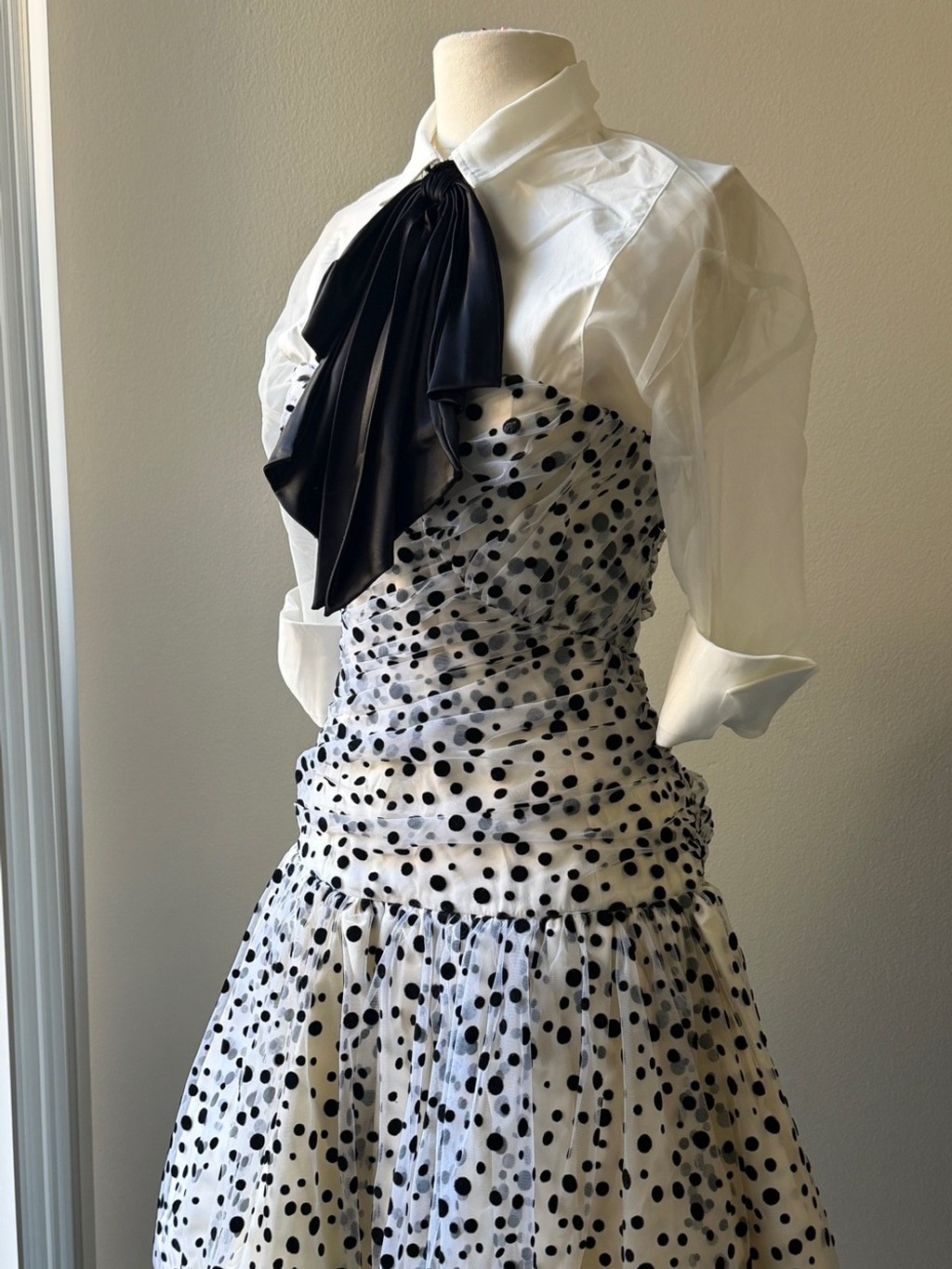 Vintage Nancy Bracoloni Polka Dot tulle strapless Bubble Skirt Dress