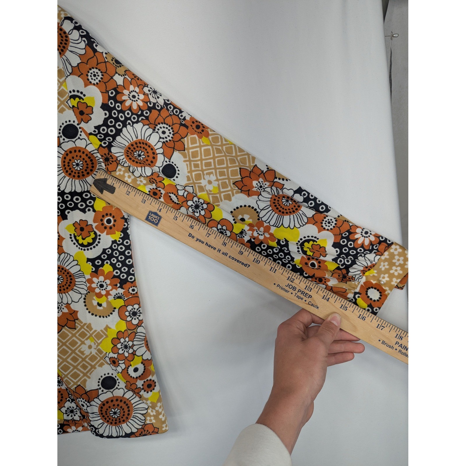 Vintage Lanie J 70s Floral Button Up Blouse Orange Yellow Disco Top