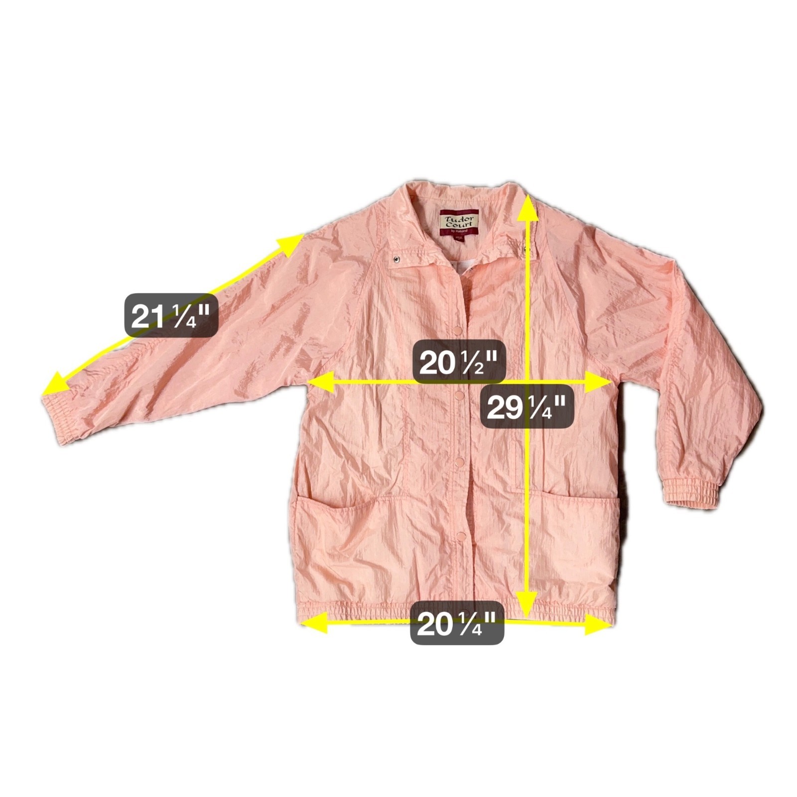 Vintage Windbreaker Jacket Tudor Court 1990s Nylon Shoulder Pads Peach Size M