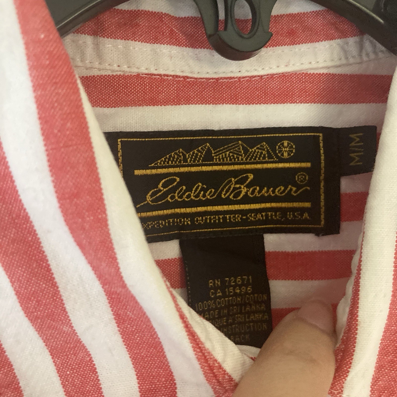 VTG Eddie Bauer Red Striped Short Sleeve Shirt Womens Med Preppy Quiet Luxury