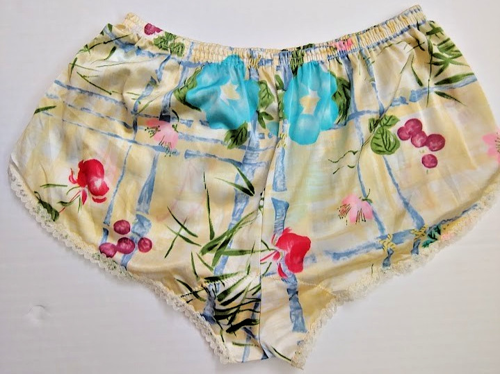 Vtg 70s NOS Vanity Fair Nylon Tricot Lounge Tap Pant Floral Bamboo Print S/5