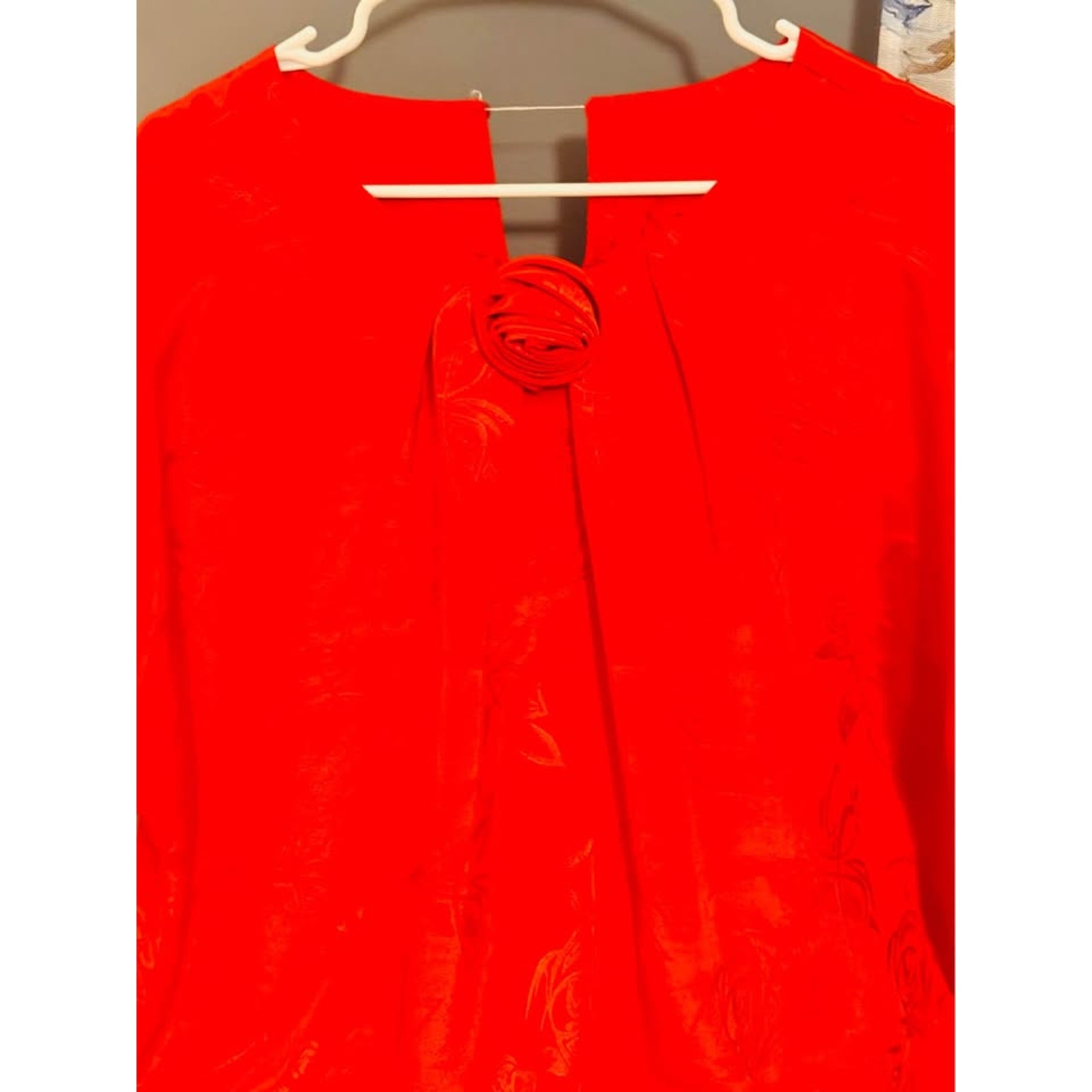 ❤️ Vintage Lori Stevens Blouse | Red Rosette Top | Size 44 (XL) | Retro Chic