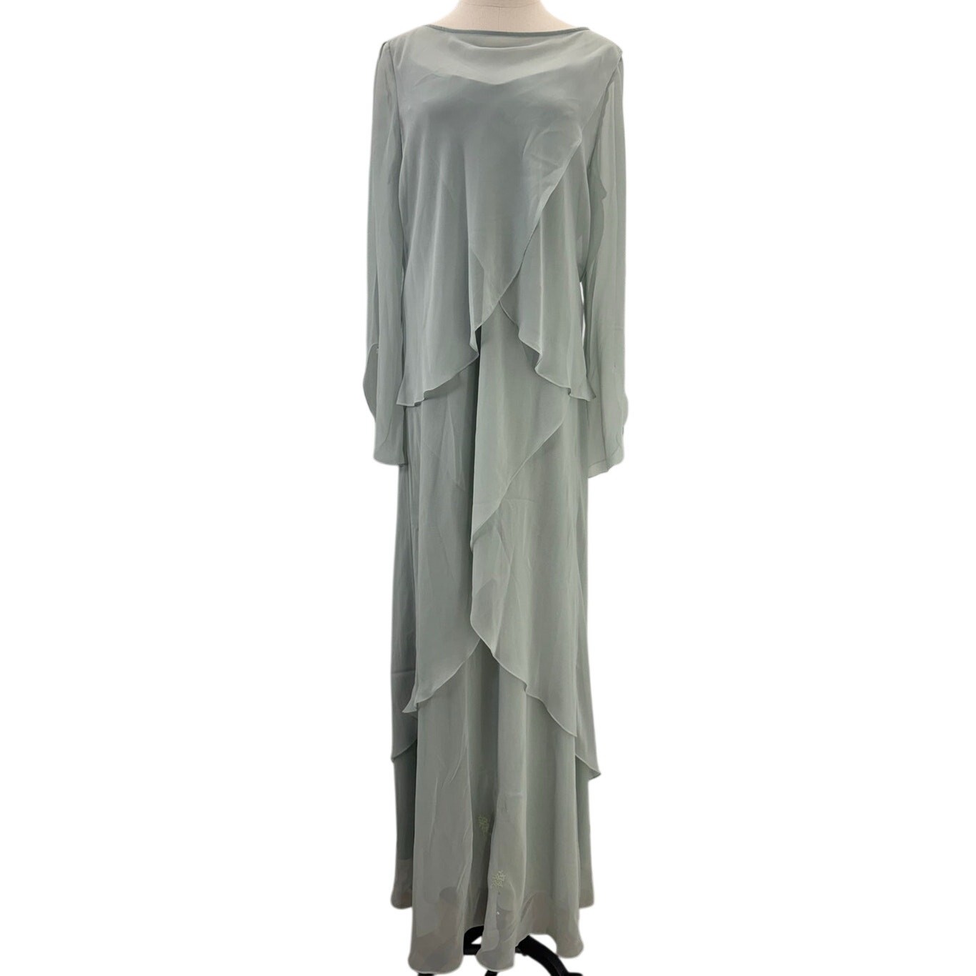 Vintage 90s Women’s Large Captivia New York Mint Chiffon Layered Dress Set USA