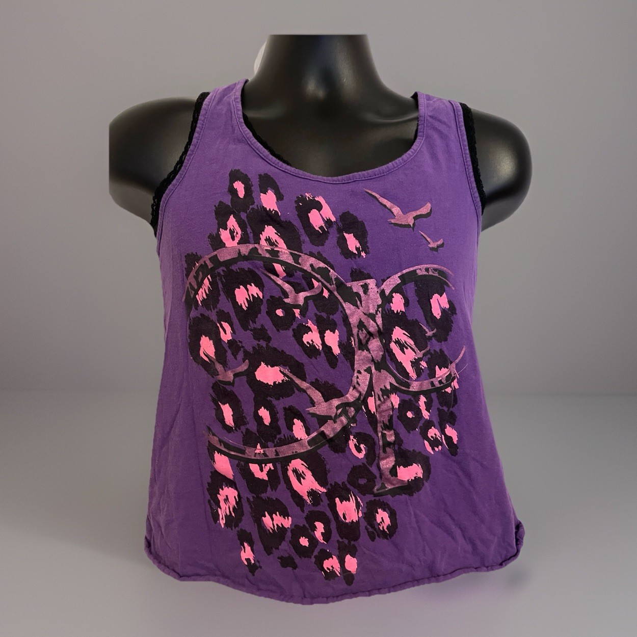 VTG Y2K 90s OP Ocean Pacific Leopard Purple Tank Top Racerback Boho Beach Surf M
