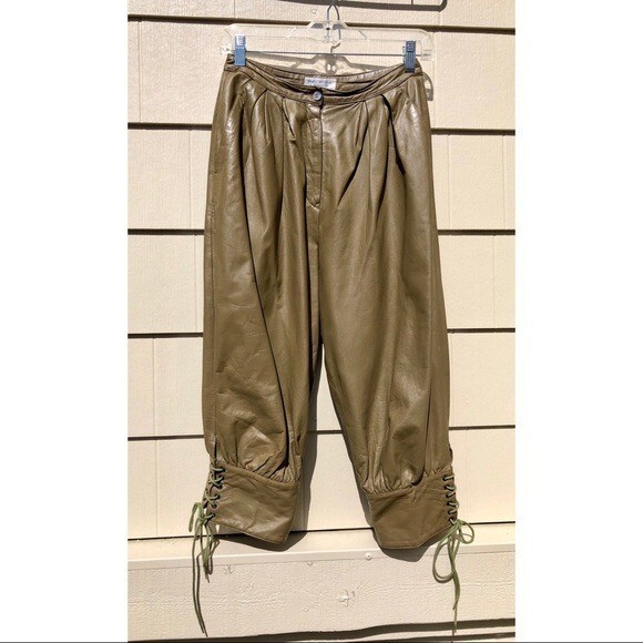 Vintage 70s Fenn Wright Manson Leather Pleated Harem Pant Capri Size 1 XS/S