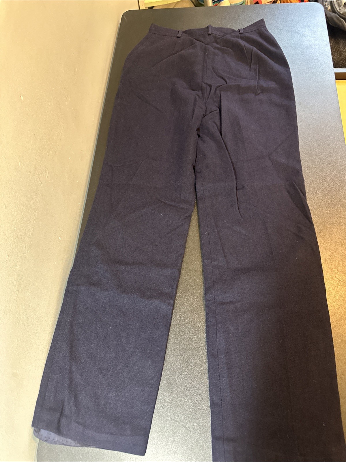 High waist Vintage The Villager Wool Sz 12 Navy blue 30” Inseam 26” Waist Small