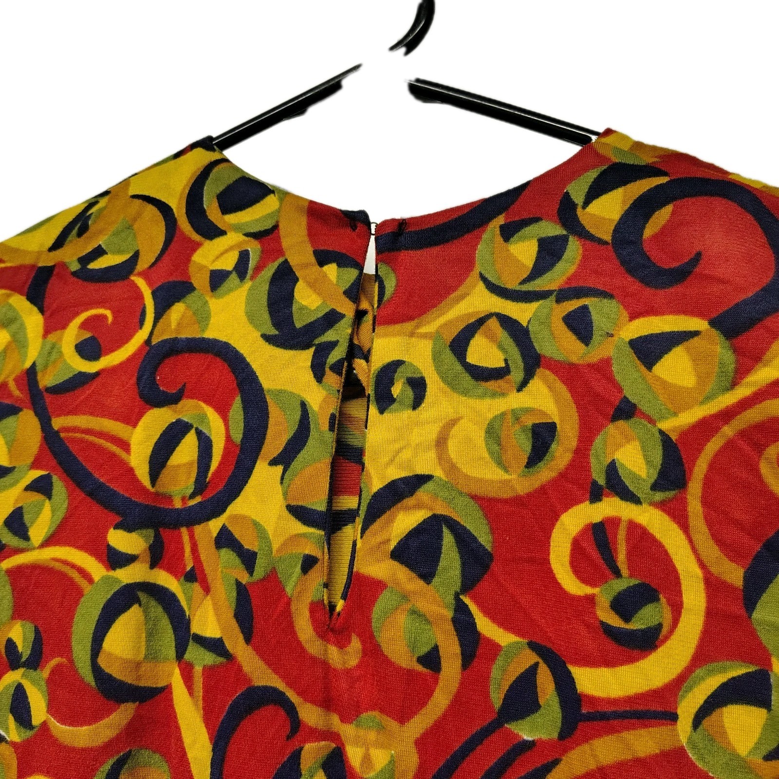 Vintage 1960s 1970s Handmade Psychedelic Mod Dress Groovy Swirl Print Women’s XL