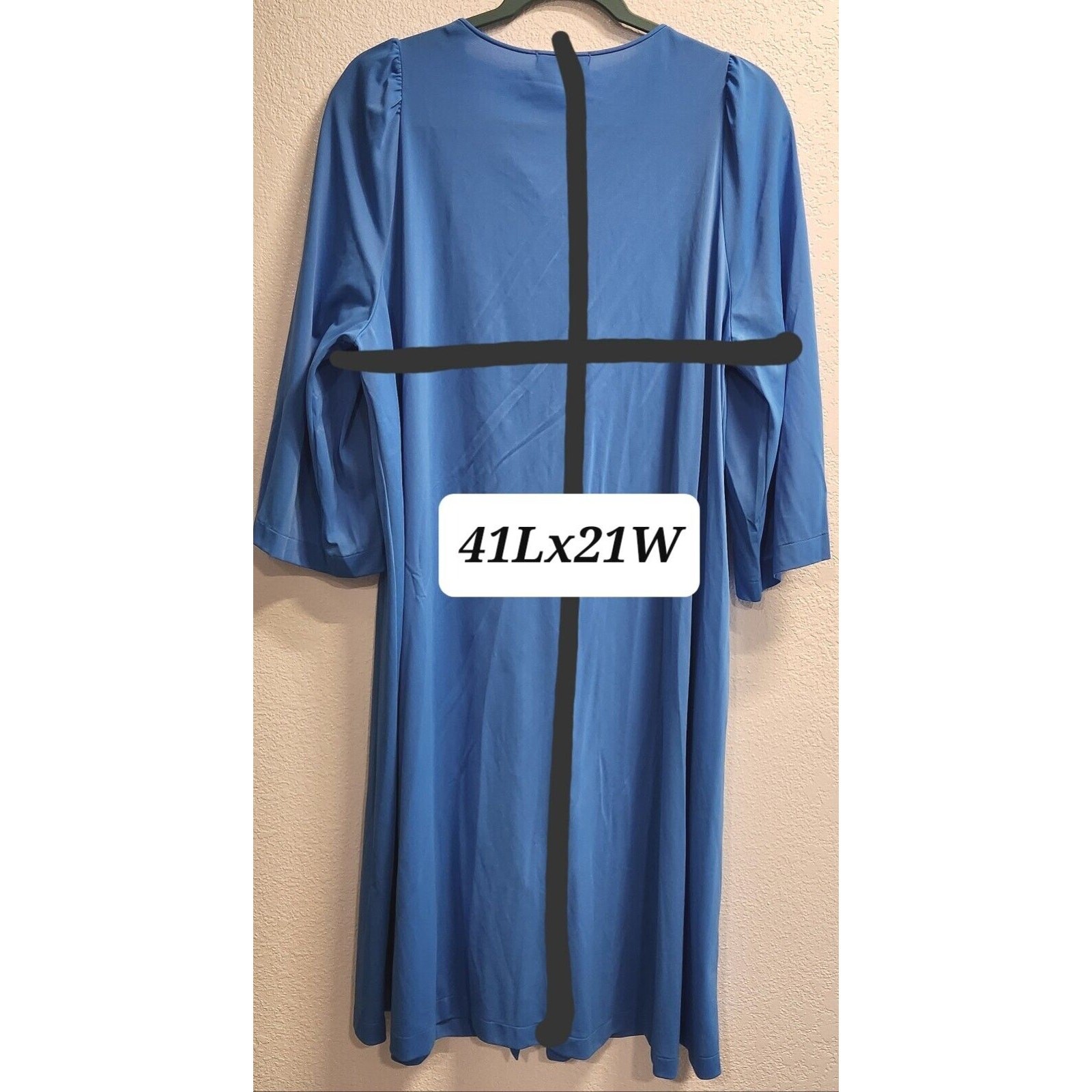 Shadowline Embroidered Long sleeve Lingerie Nightgown Robe Pocket Nylon 41×21