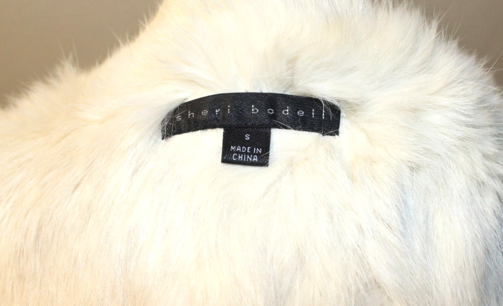 SHERI BODELL CREAM SUEDE LEATHER & FUR JACKET W/ GROMMET STUDS ACCENT ONE BUTTON