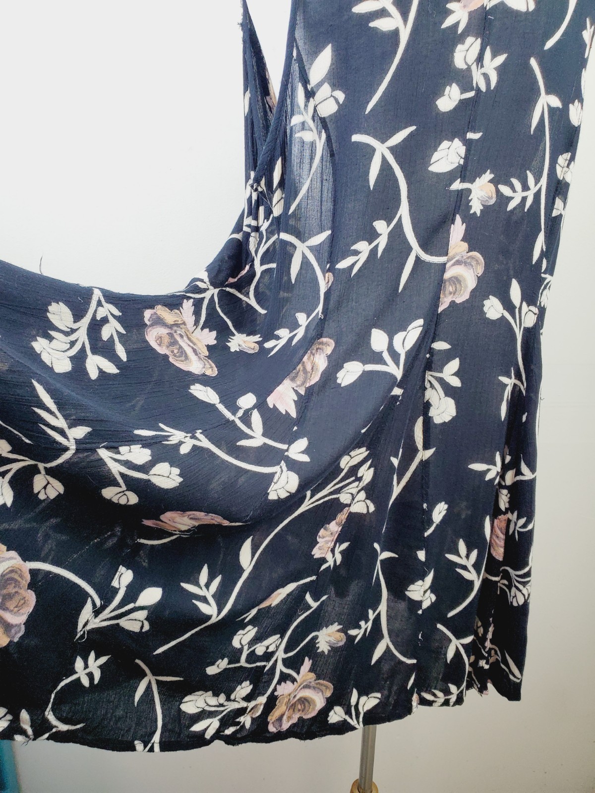 Vintage 90s STARINA Dress Women’s Medium Floral Black Prairie 1990s Mini Loose