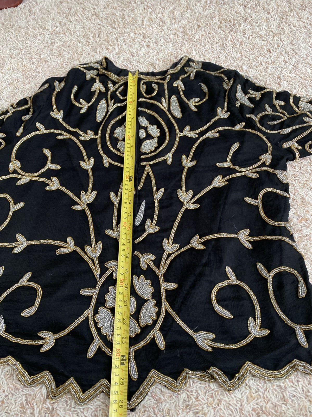 Vtg Carina Women’s Lot Of 2 Silk Beaded Two Piece Outfit Top Skirt Black Sz 3XL