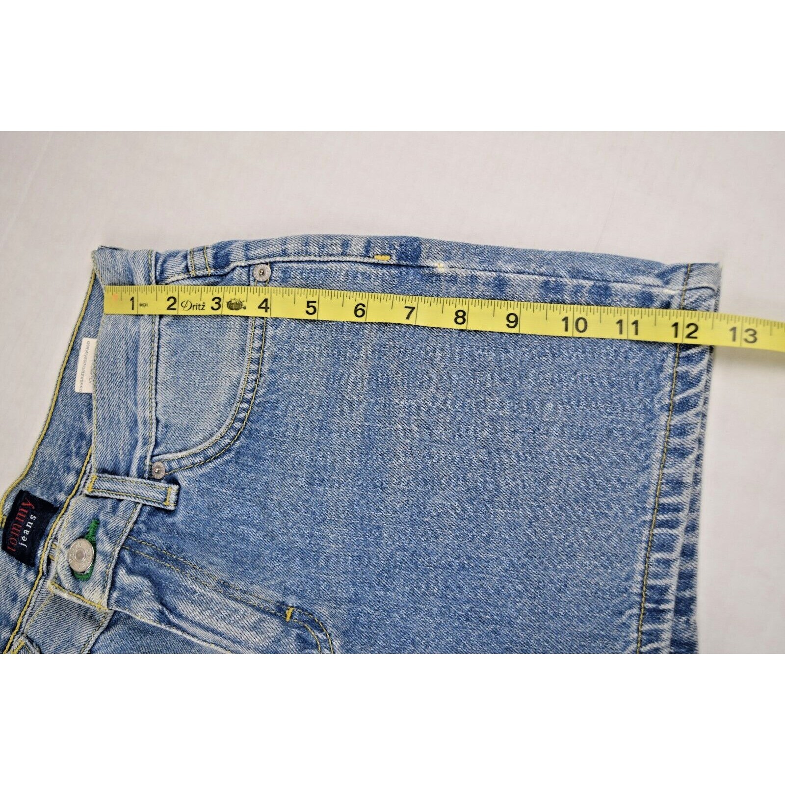 Jean Shorts Tommy Hilfiger Size 3 Y2K Blue Hipster Short Vintage Flag Logo