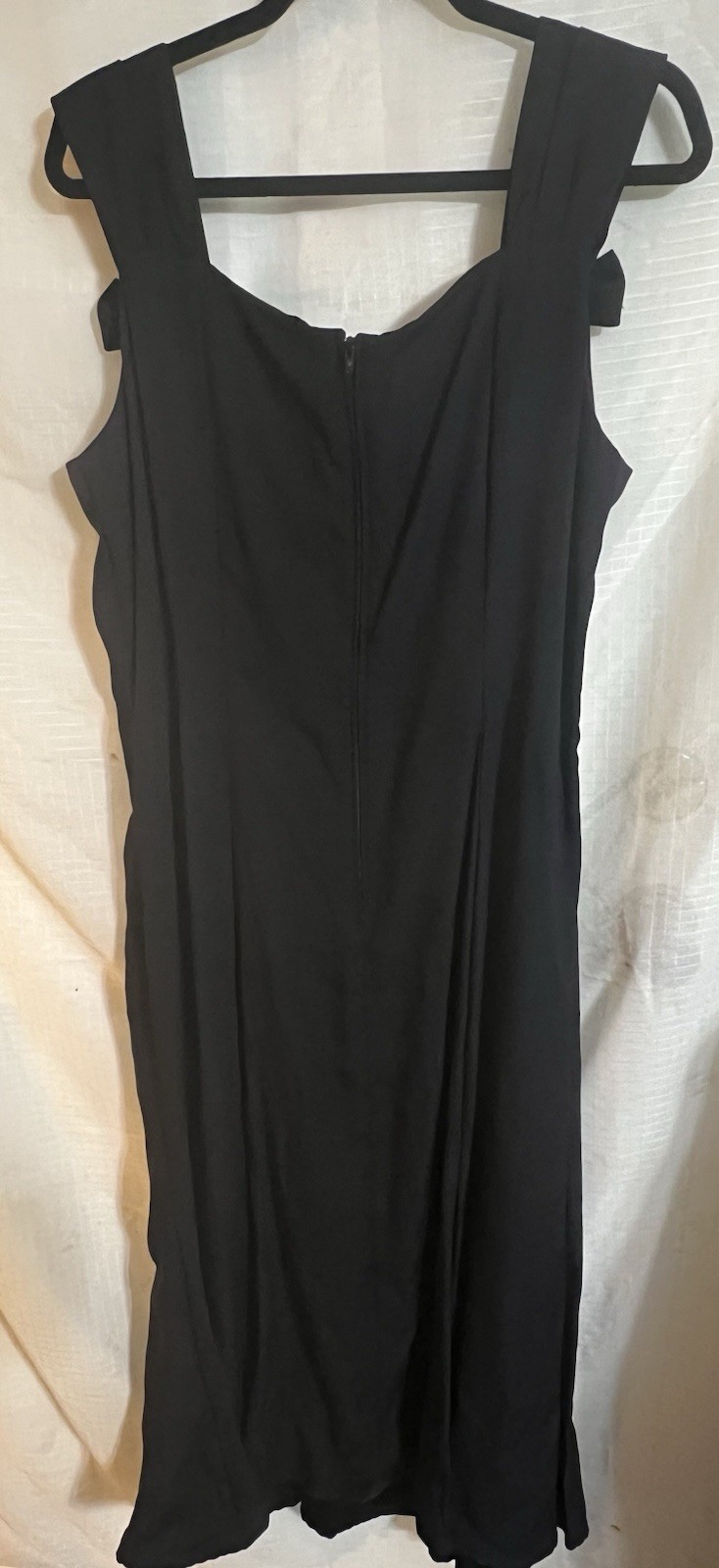 Vintage 1990s Black Rhinestone Bow Crepe Party Dance Dress Julian Wilder