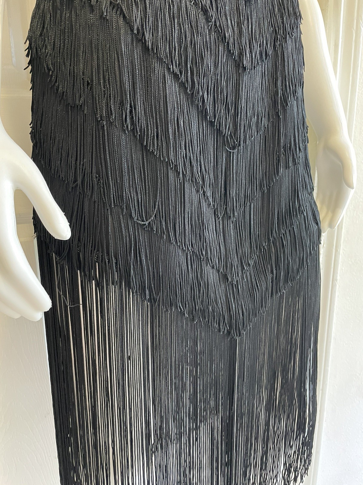 Vintage 80s TD4 by Electra Fringed Flapper Black Classic Dress Size 3/4 8