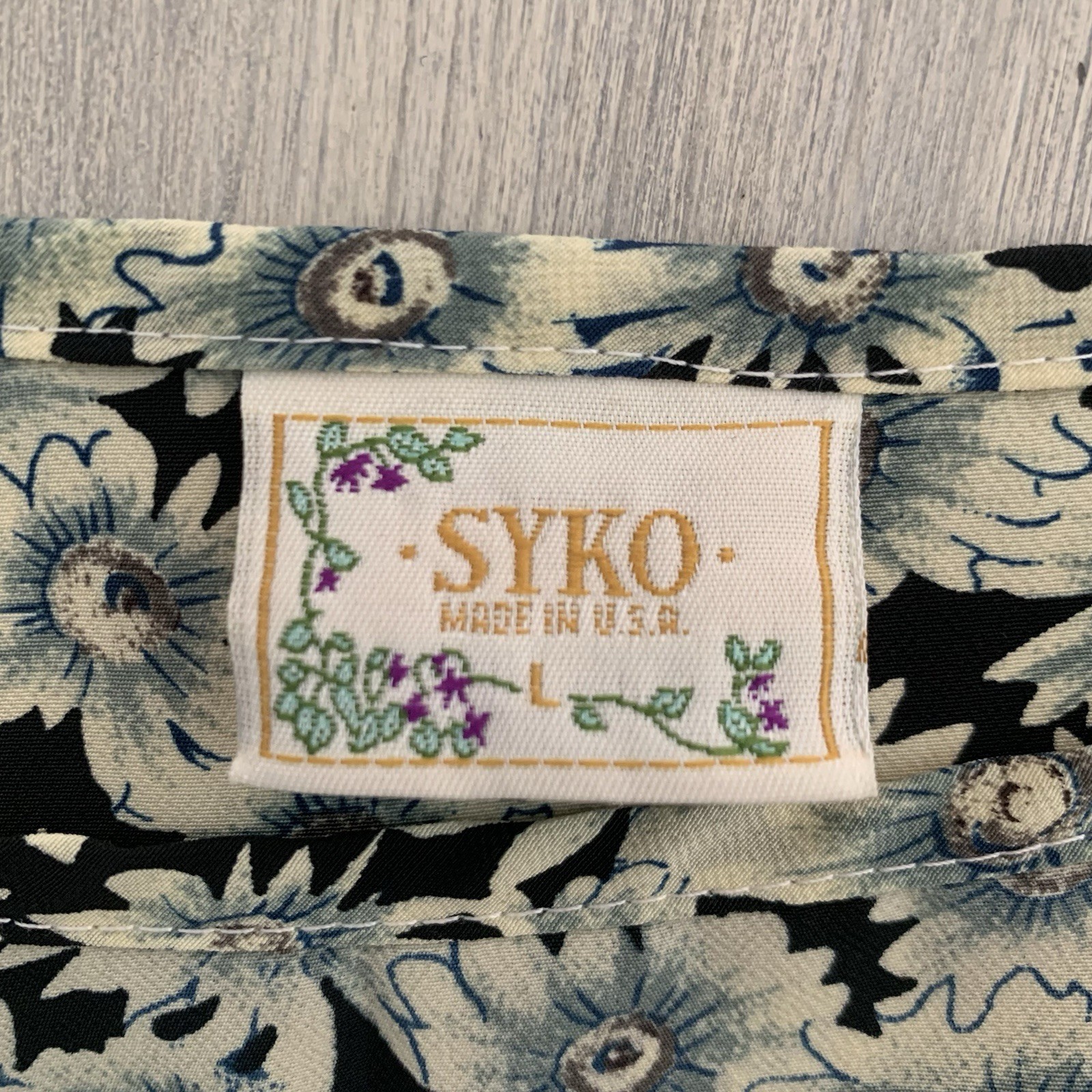 Vintage Syko Dress Women’s Size L Floral Print Midi Cottagecore Babydoll Y2K