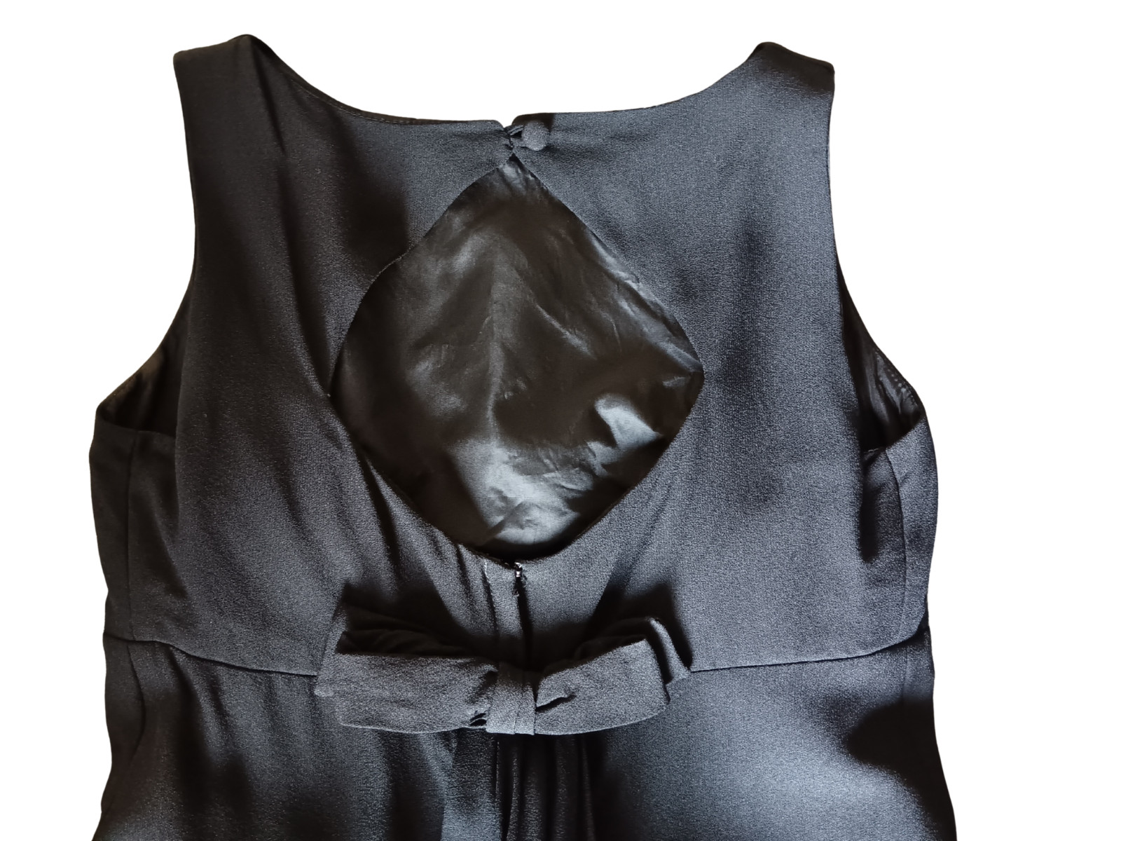 Vintage 1960s The House of Nu-Mode Black Dress Cutout Back Bow Elegant Goth