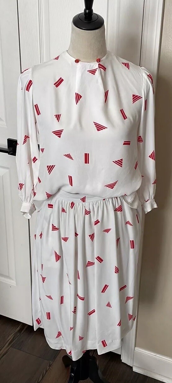 Vintage One Main Place Two-Piece Red & White Dress