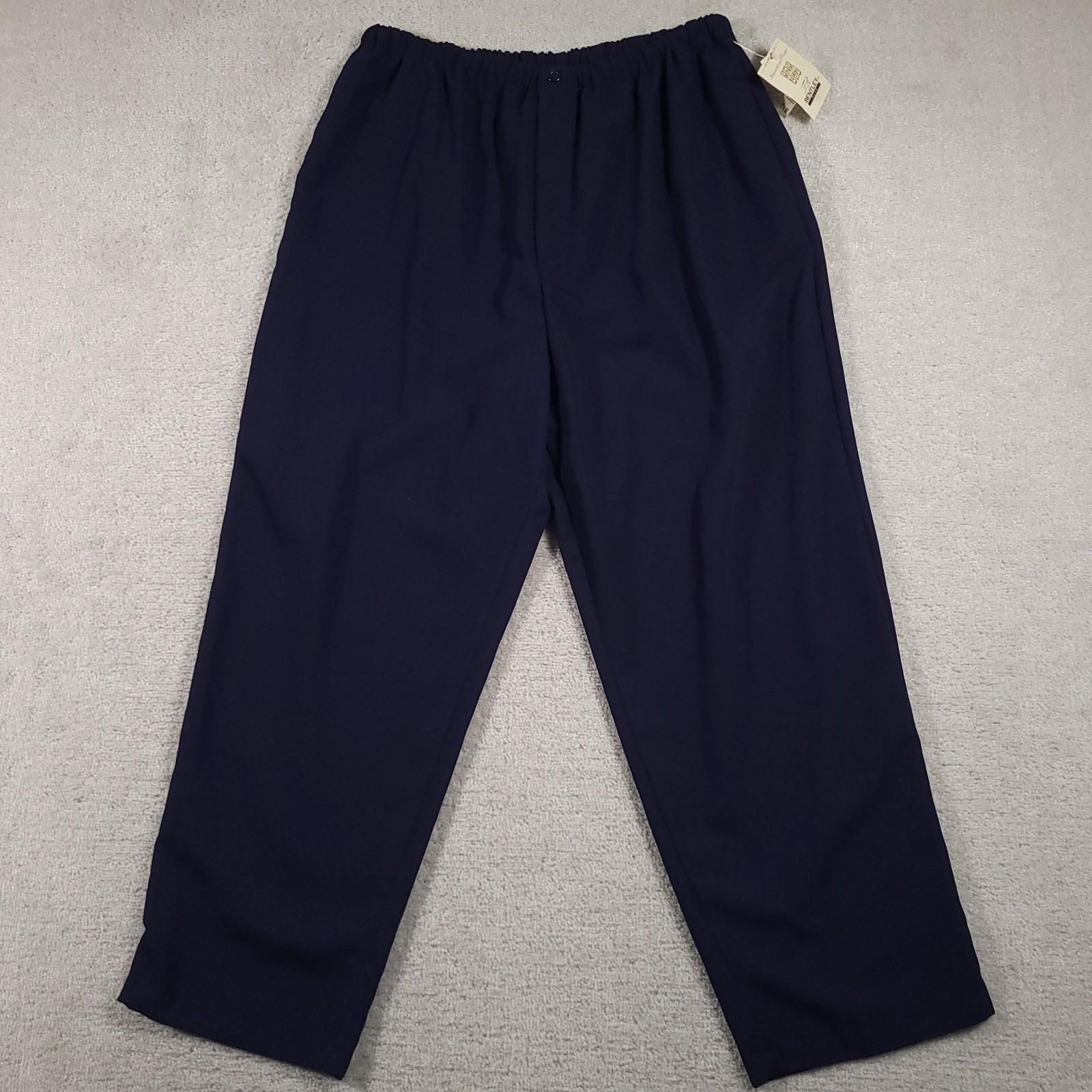Vtg 90s Bentley Plus Pants Womens 1X Blue Pull On Pockets Cottagecore Straight