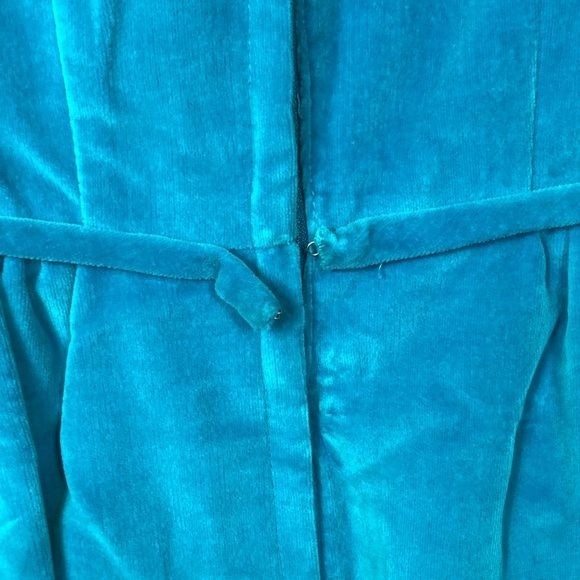 Vintage Teal Velvet Sleeveless Dress Custom Prom Homecoming Dance Retro Size 4-6