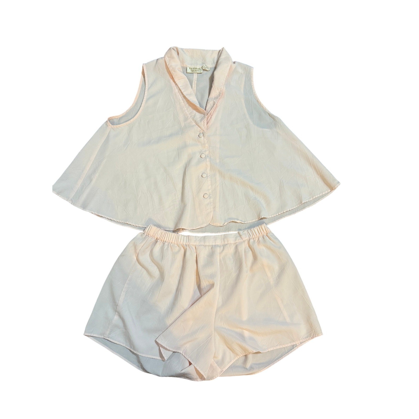 Vintage Victorias Secret Gold Label Pajama Set Pink Swing Top Shorts Womens M