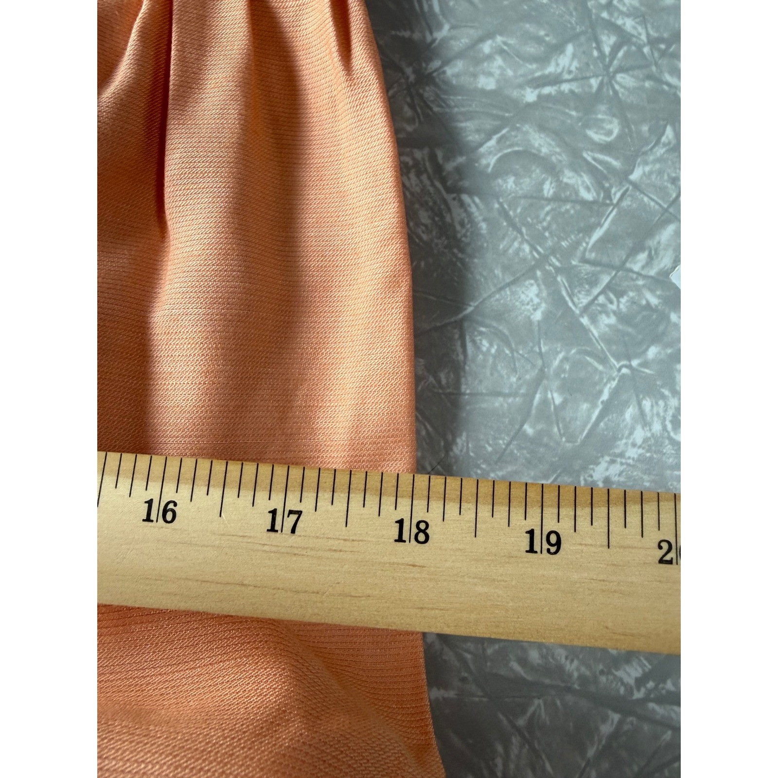 Vintage 60s Apricot Peach Empire Waist Maxi Dress Crochet Lace Ribbon Sleeve