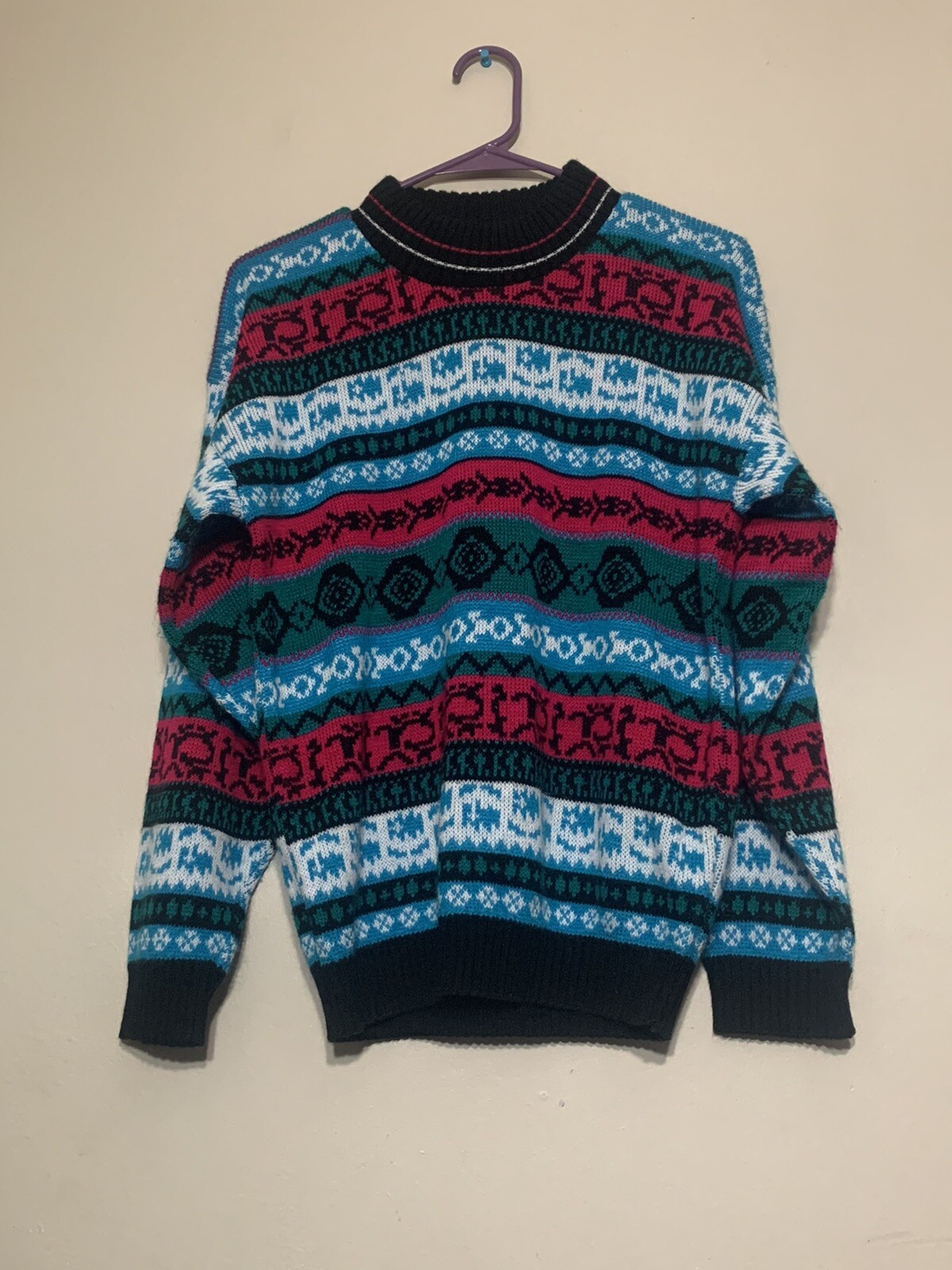 Glamour-Knit Vintage Sweater Knitwear Inc. Made In USA Sz Medium Multicolored LS