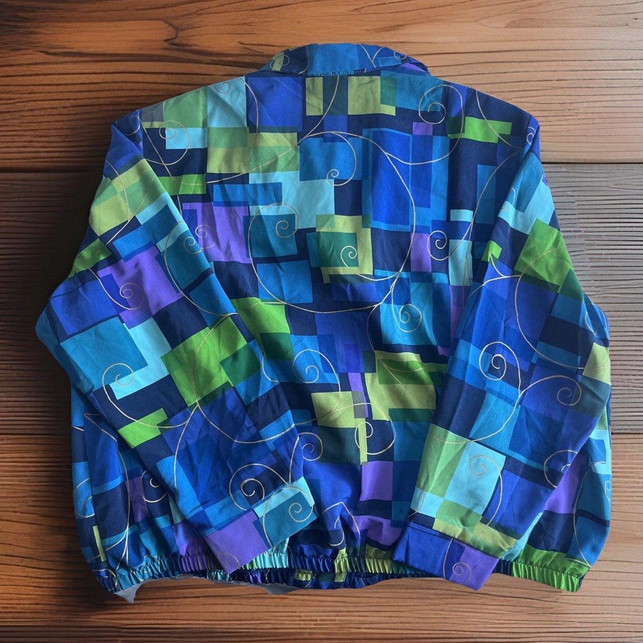 Vintage 80’s Blue Geometric Abstract Blue Button-up Size 24 Westside Clothing Co