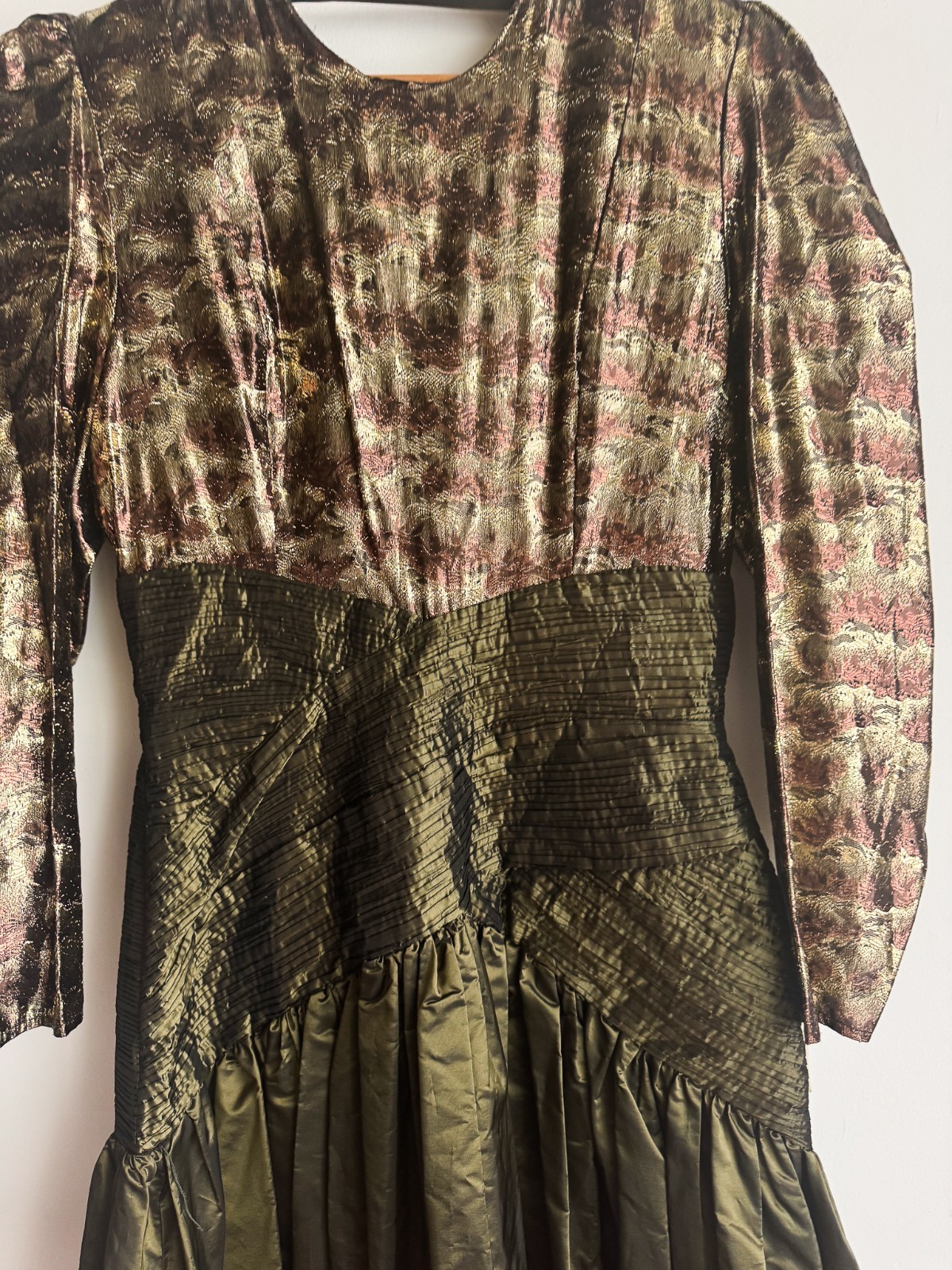 Vintage Liptons Taffeta Lurex Earth Tones Midi Prom Dress NWT 10