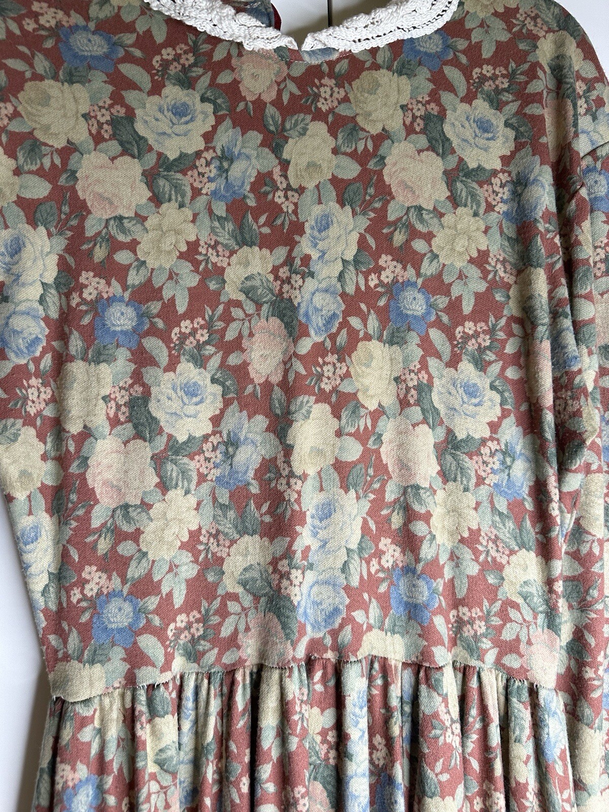 Vtg Expo Floral Maxi Dress Western 13/14 Cottagecore Prairie Modest USA Read 80s