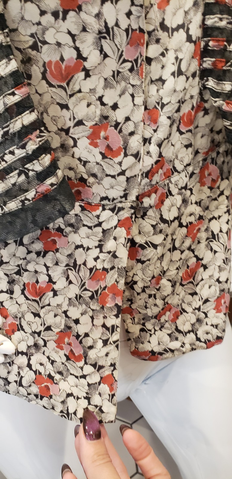 Vintage 1930s Floral Fishnet Caplet Rayon Top Blouse