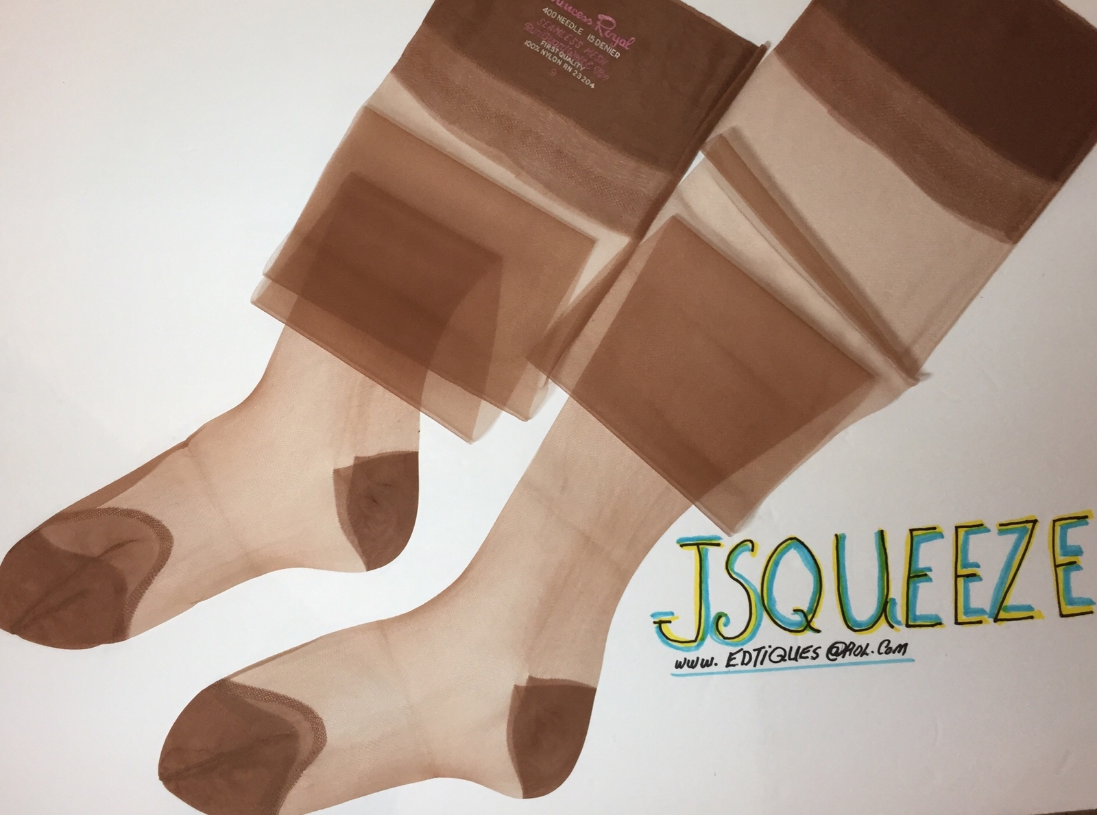 Vintage 6 Pair All Nylon Stockings 9” X 33” 15DEN RHT BEIGE REINFORCED HEEL TOES